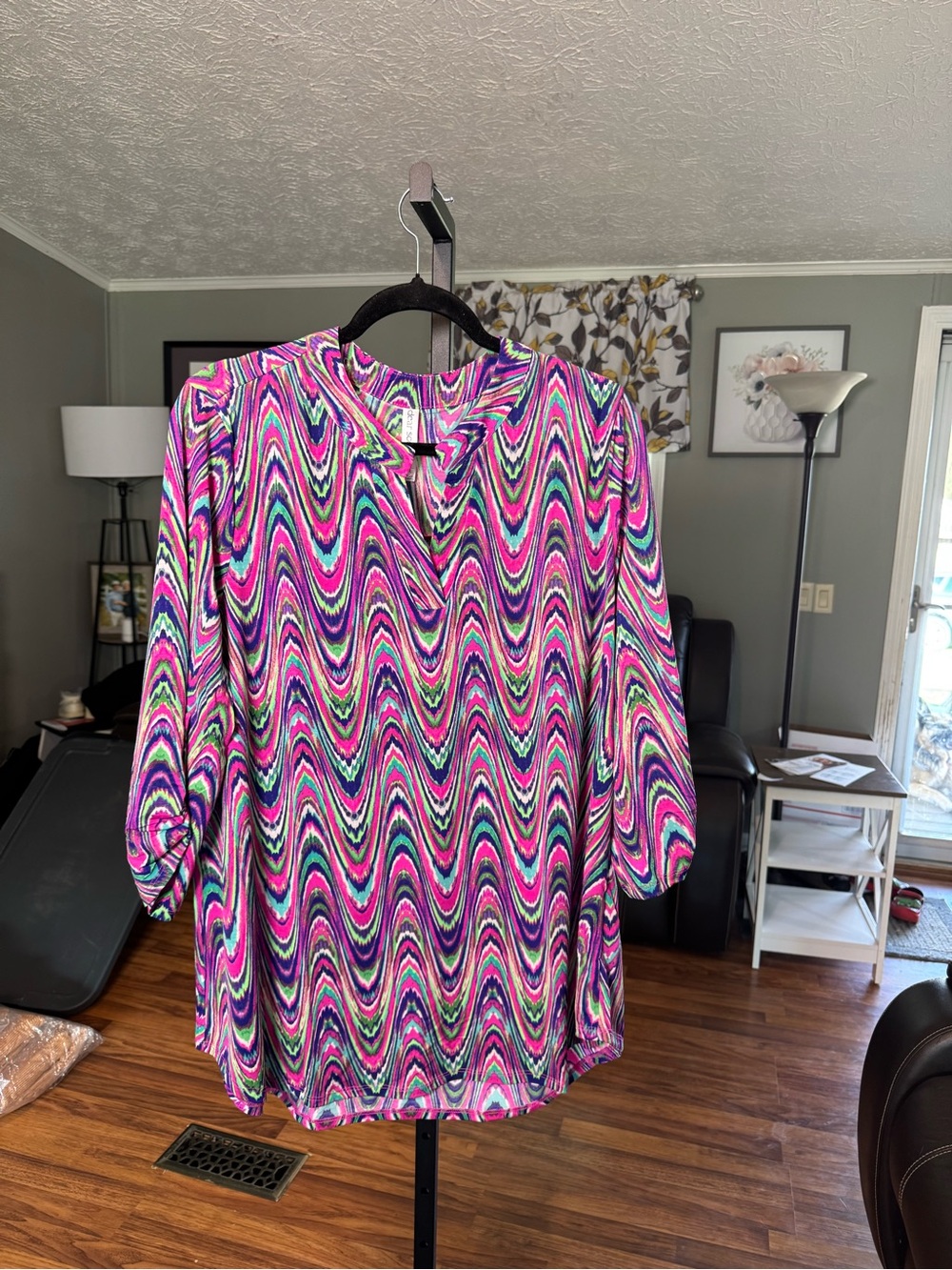 NWT Dear Scarlett plus Size Liz Pink Multi-Pattern Women's Tunic Dress
